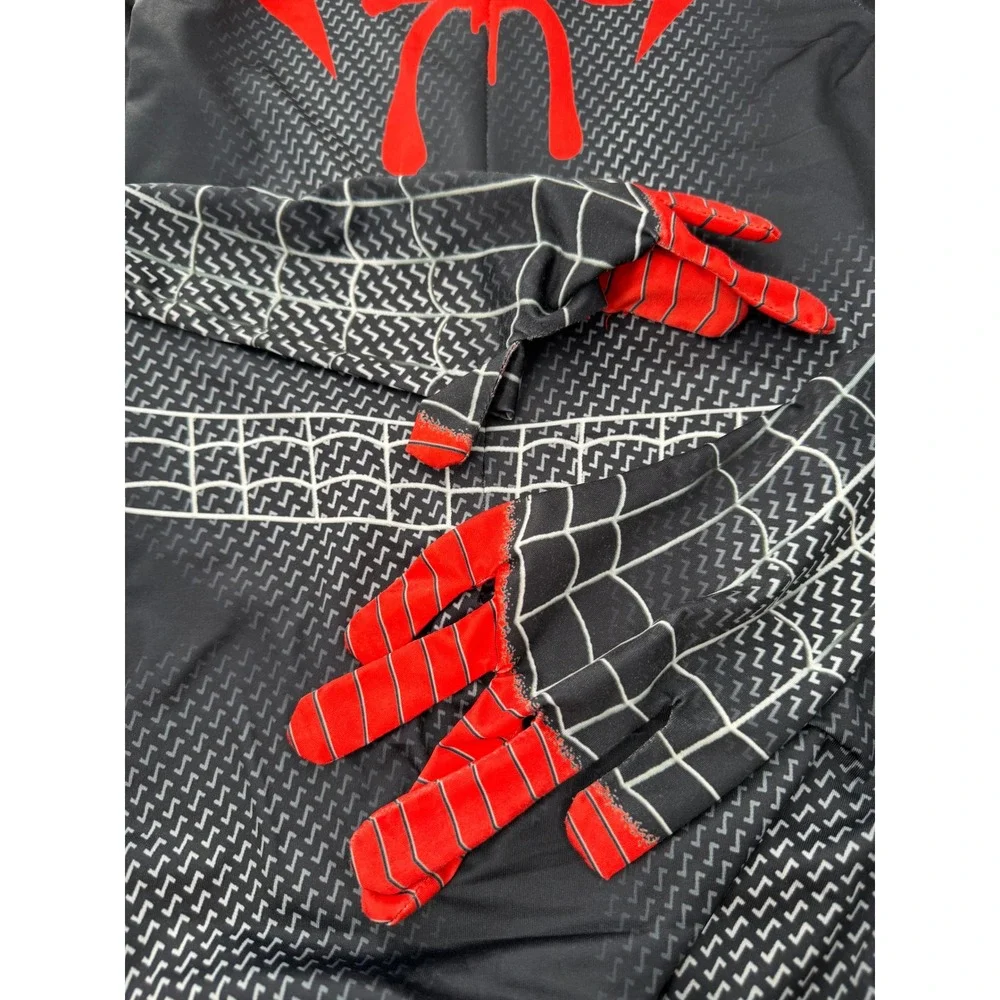 Marvel Miles Morales Spider-Man Costume Kids Size 16 Black Red Cosplay Suit Mask